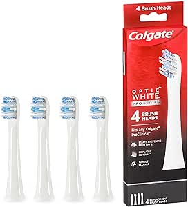 Colgate Optic White Pro Series Replaceable Brush Head, for Pro Clinical Electric Toothbrush+4 Pack Whitening Soft Bristles