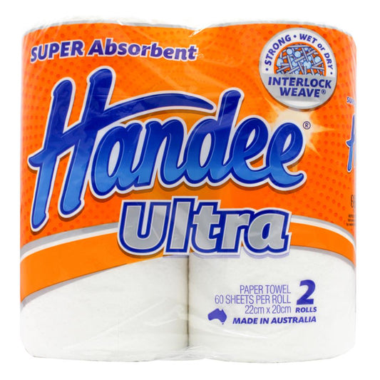 Handee Ultra Kitchen Towel Roll, White (2 Pack x 6)